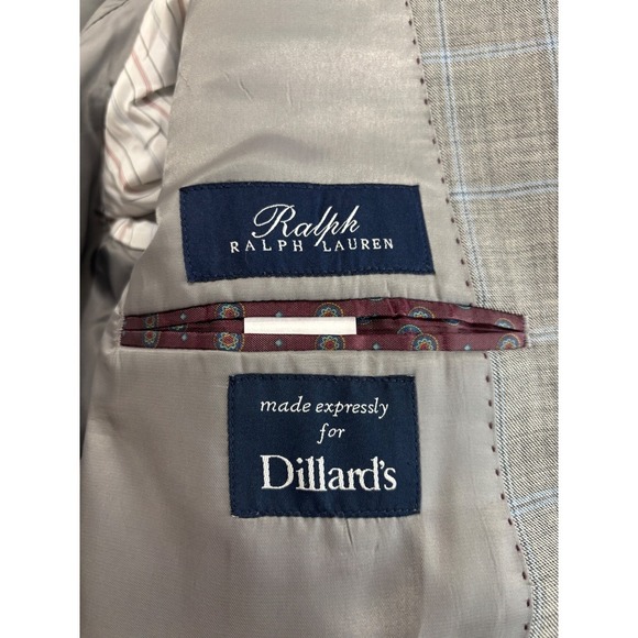 Ralph Lauren Men's Gray Plaid 98% Wool Blazer Suit Jacket Size M - Picture 4 of 8